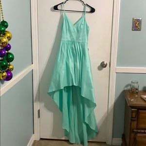 High low blue dress